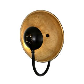 Orebro Vintage Brass Dish Wall Light 25cm, Powder Coated Matte Black