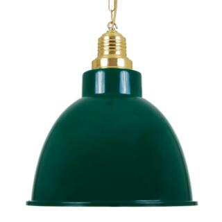 Rezador Industrial Factory Pendant Light 42cm, Polished Brass and Racing Green Shade