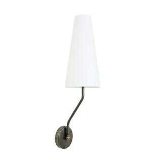 Rhyl Slendor Wall Light with Tall Fabric Shade,  Antique Silver