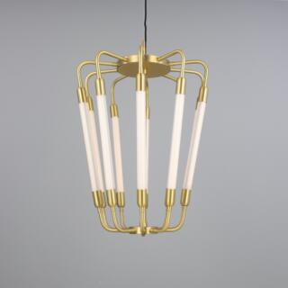 Jersey Modern Cluster Chandelier, Satin Brass