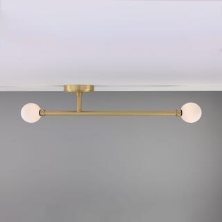 Gunning Double Globe Slim Bathroom Ceiling Light 71cm IP44, Satin Brass