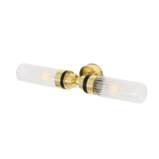 Severn Double Prismatic Tube Glass Bathroom Wall Light IP65, Polished Brass