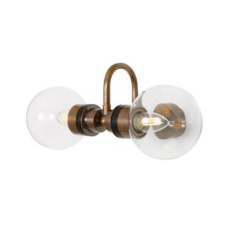 Ness Double Clear Glass Globe Bathroom Wall Light with Swan Neck IP65