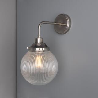 Stanley Holophane Bathroom Wall Light 20cm IP44, Antique Silver