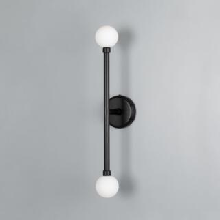 Monto Double Globe Slim Bathroom Wall Sconce 61cm IP44, Powder-Coated Matte Black