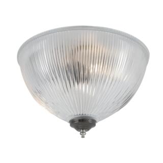 Moroni Prismatic Glass Dome Flush Ceiling Light 30cm, Antique Silver