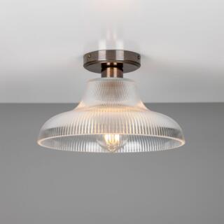 Mono Industrial Prismatic Glass Flush Ceiling Light 11.8"
