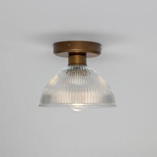 Erbil Prismatic Glass Flush Ceiling Light 7.5", Antique Brass