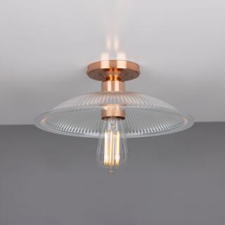 Calix Holophane Glass Flush Ceiling Light 30cm, Polished Copper