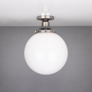 Yerevan Opal Globe Flush Ceiling Light 25cm, Antique Silver