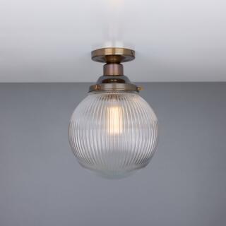 Stanley Prismatic Glass Globe Ceiling Light 20cm, Antique Brass