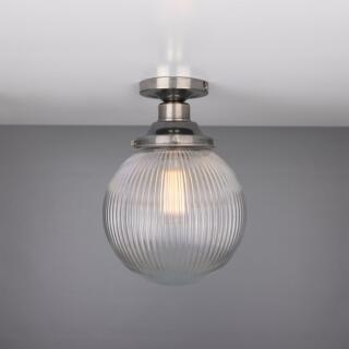 Stanley Prismatic Glass Globe Ceiling Light 20cm, Antique Silver