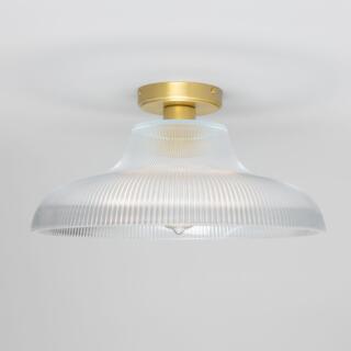 Mono Prismatic Glass Flush Ceiling Light 15.7", Satin Brass