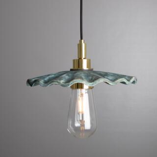 Kirhii Ceramic Bathroom Pendant Light 27cm, Blue Earth, Polished Brass