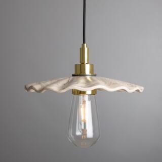 Kirhii Marbled Ceramic Bathroom Pendant Light 27cm, Polished Brass