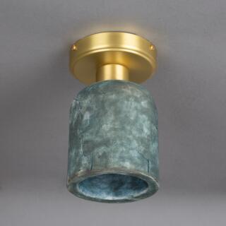 Osier Organic Ceramic Ceiling Light 11.5cm, Blue Earth, Satin Brass