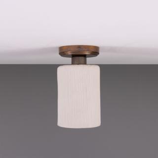 Senna Organic Ceramic Ceiling Light 11.5cm, Matte White Striped, Antique Brass