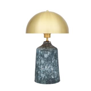 Cassia Tall Ceramic Table Lamp with Brass Dome Shade, Blue Earth