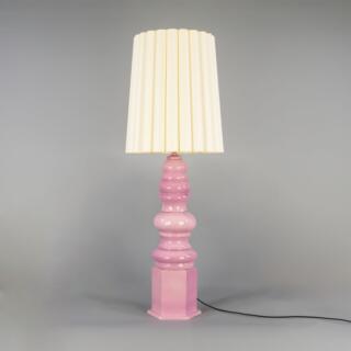 Safi Large Pink Ceramic Table Lamp with Cream Fabric Shade