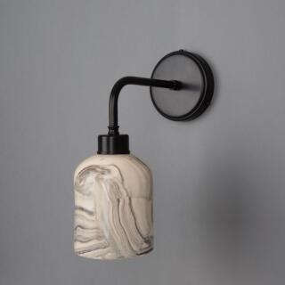 Osier Marbled Ceramic Wall Light, Powder-Coated Matte Black