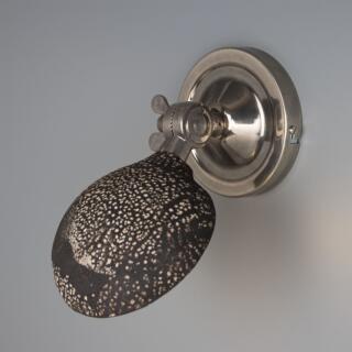 Coco Adjustable Ceramic Wall Sconce, Black Clay, Antique Silver