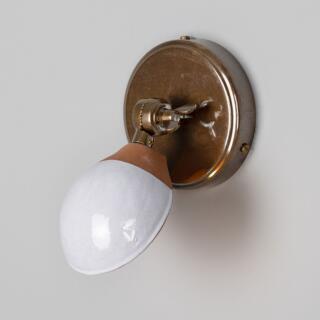 Coco Adjustable Ceramic Wall Sconce, Terracotta and White Glaze, Antique Brass