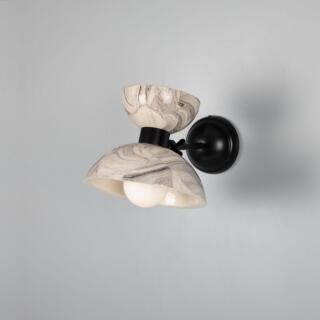 Nakaii Marbled Ceramic Wall Sconce, Powder-Coated Matte Black