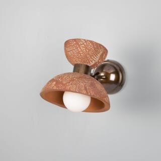 Nakaii Organic Ceramic Wall Sconce, Red Iron, Antique Brass