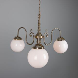 Eldron Traditional Globe Chandelier, Three-Arm, Antique Brass