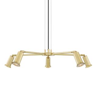 Jasper Contemporary Brass Chandelier, Five-Arm