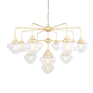 Siena Art Deco Three-Tier Brass Chandelier, 13-Light