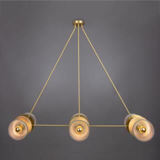 Eclipse Brass and Prismatic Glass Dish Chandelier, Satin Brass