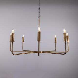 Irvine Modern Brass Chandelier, Eight-Light, Antique Brass