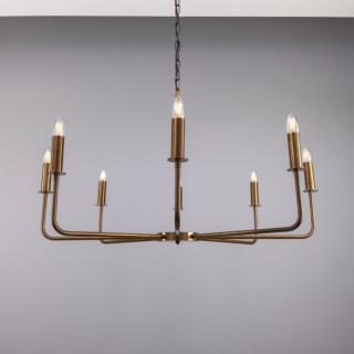 Irvine Modern Brass Chandelier, Eight-Light, Antique Brass