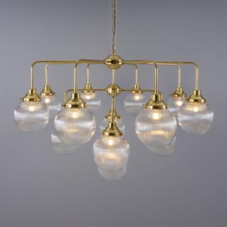 Genoa Prismatic Glass Chandelier, 13-Light, Polished Brass