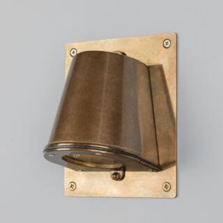 Wade Outdoor Brass Wall Spotlight with Back Plate IP54, Antique Brass
