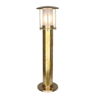 Yarrow Brass Outdoor Bollard Pillar Light, Raw Brass