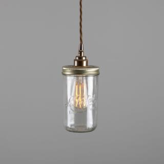 Jam Jar Vintage Retro Pendant Light, Antique Brass