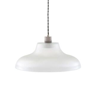 Mono Vintage Railway Glass Pendant Light 40cm, Antique Silver