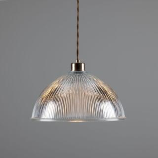 Nova Prismatic Glass Dome Pendant Light 30cm, Antique Brass