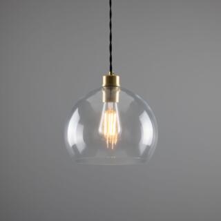 Eden Clear Open Glass Globe Pendant Light 9.8", Satin Brass