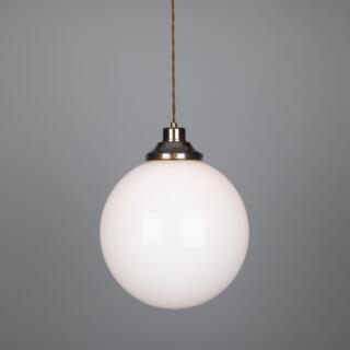 Gentry Opal Glass Globe Pendant Light 30cm, Antique Brass