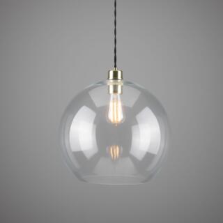 Eden Large Clear Open Globe Pendant Light 35cm, Polished Brass