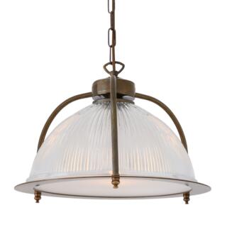 Bousta Holophane Pendant Light with Diffuser 35cm, Antique Brass