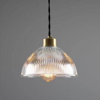 Boston Vintage Prismatic Glass Pendant Light 7.9", Satin Brass