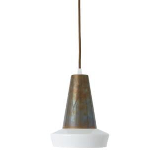 Malabo White and Antique Brass Pendant Light 16cm