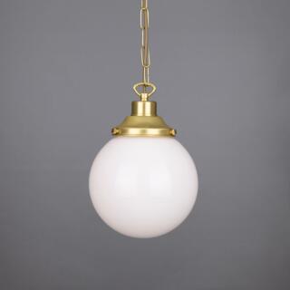 Petite suspension Yerevan avec globe opale 20cm, Laiton satiné