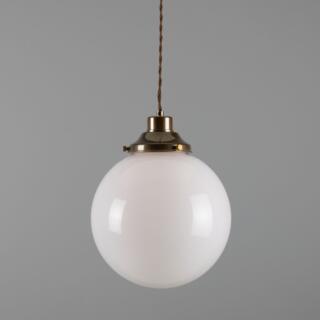 Gentry Opal Glass Globe Pendant Light 9.8", Antique Brass