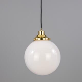 Gentry Opal Glass Globe Pendant Light 9.8", Polished Brass
