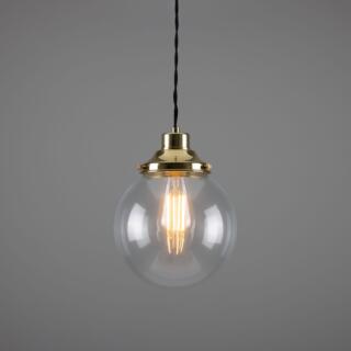 Virginia Small Clear Glass Globe Pendant Light 7.9", Polished Brass